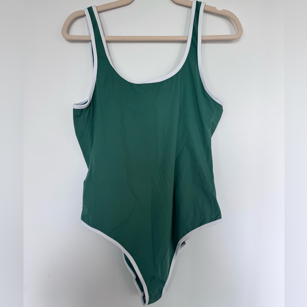 Simons Green Swimsuit with White Accents